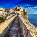 Panorama Dubrovnik Old Town roofs at sunset. Europe, Croatia