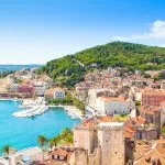 Split, Croatia. View on Split town and Marjan hill, warm summer sunny day.