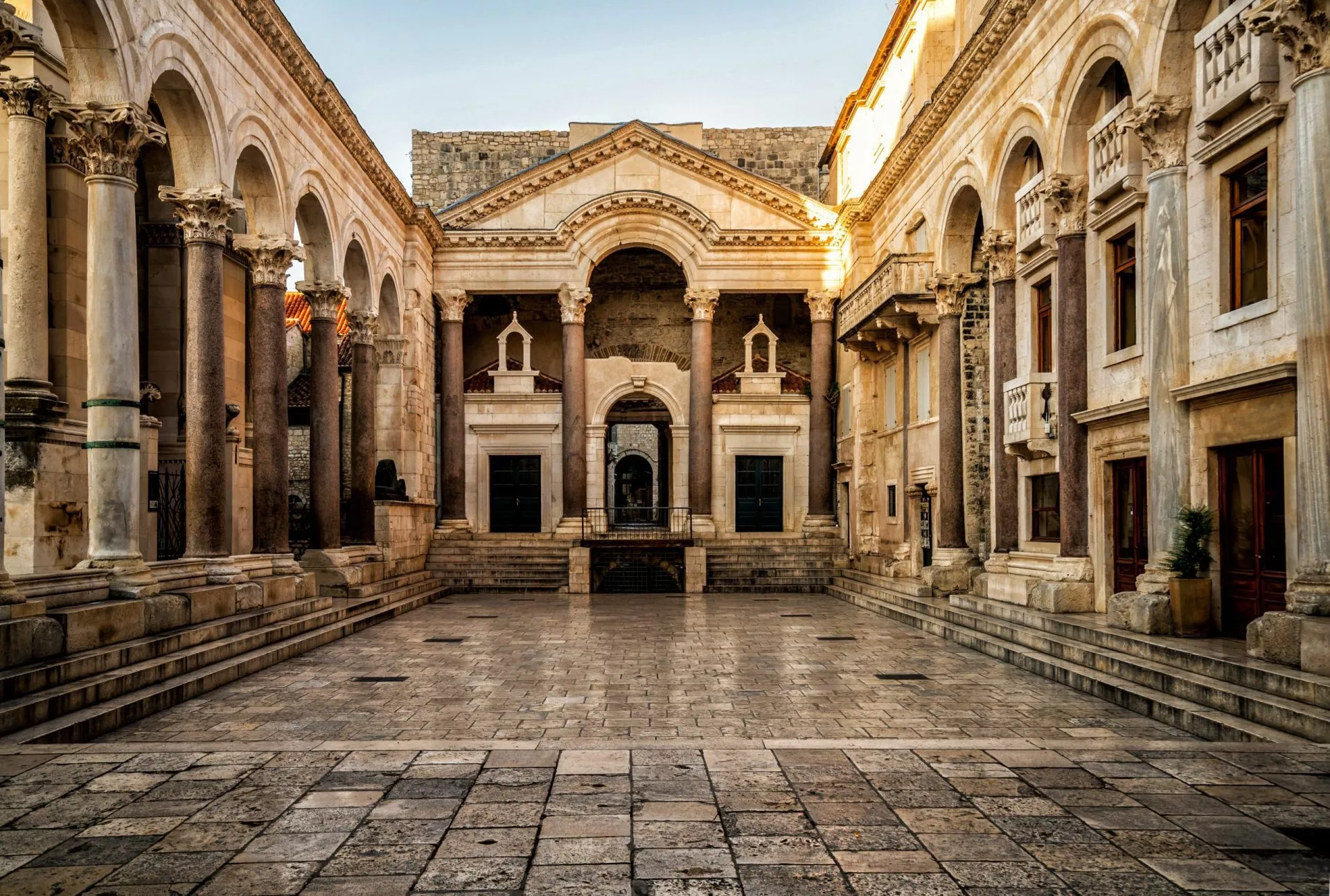The Diocletian's Palace in Split, Croatia - Famous Diocletian Palace is ancient palace built for Emperor Diocletian in historic center of Split, Croatia.